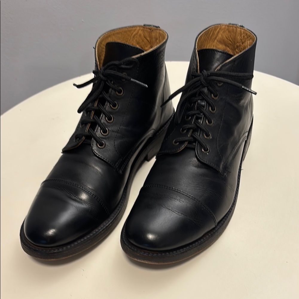 ROAN by BED STU Classic Black Leather Cap Toe Men's Boots